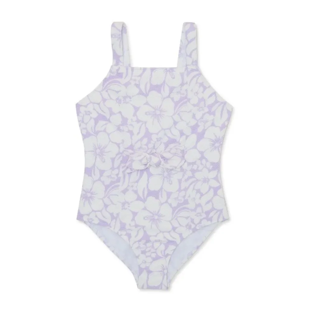Girls Yellow Floral & Hibiscus Bathing Suit Swimsuit 1-Piece 2-Pack Size XS 4/5